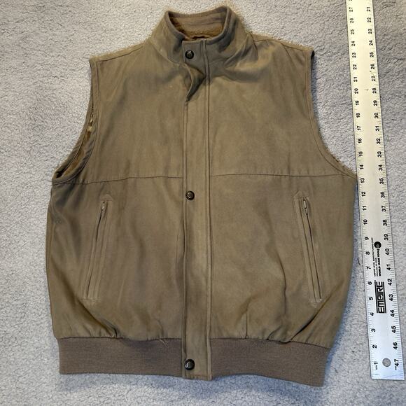 Tehama Clint Men's M Brown Faux Suede Vest Zip Front Western Golf Core Outdoor - Picture 3 of 7